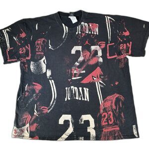 Vintage Y2k Jordan AOP Tee Mens Size XXL Black